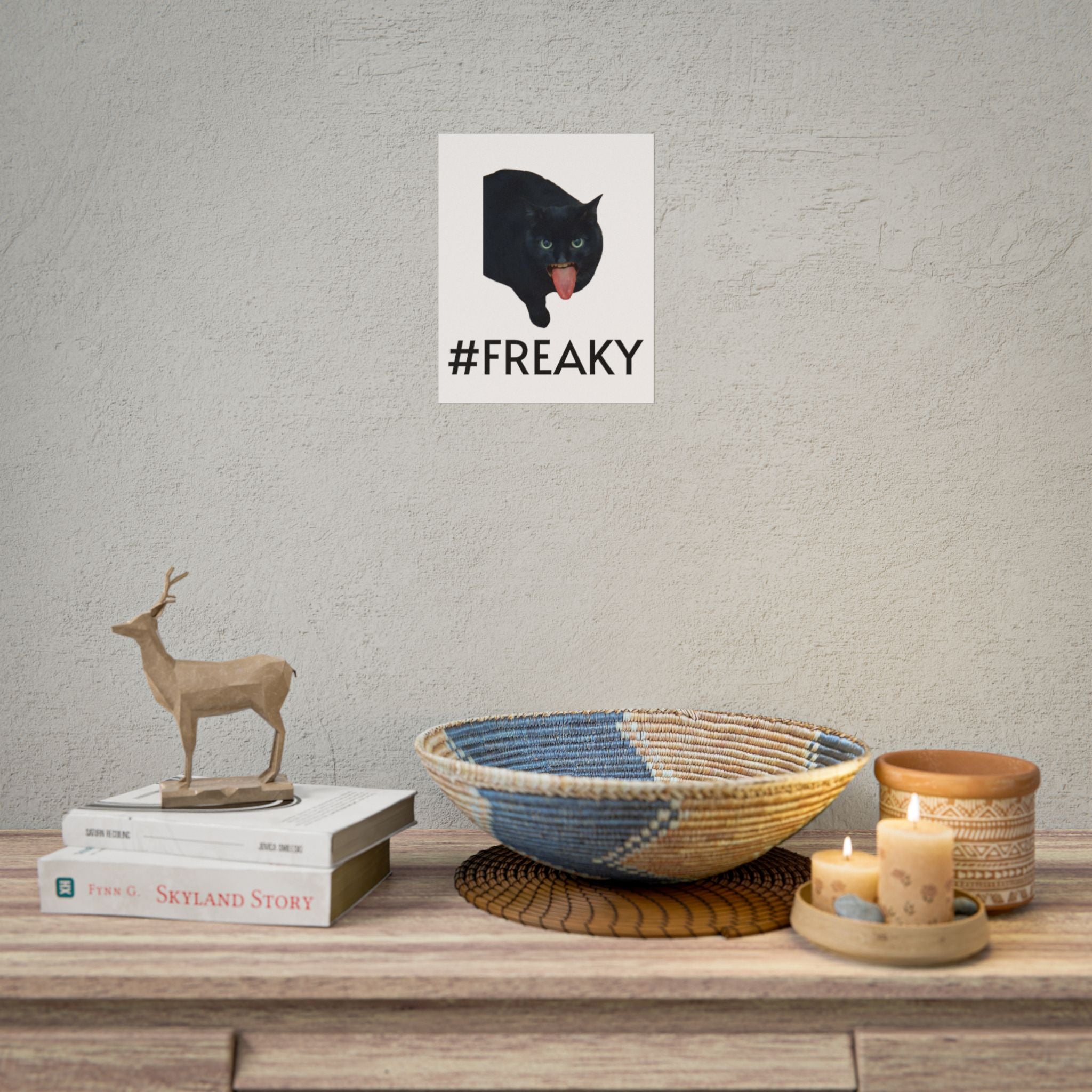 #FREAKY  Cat Poster — Funny Creepy Cat Wall Art (Rolled Poster)