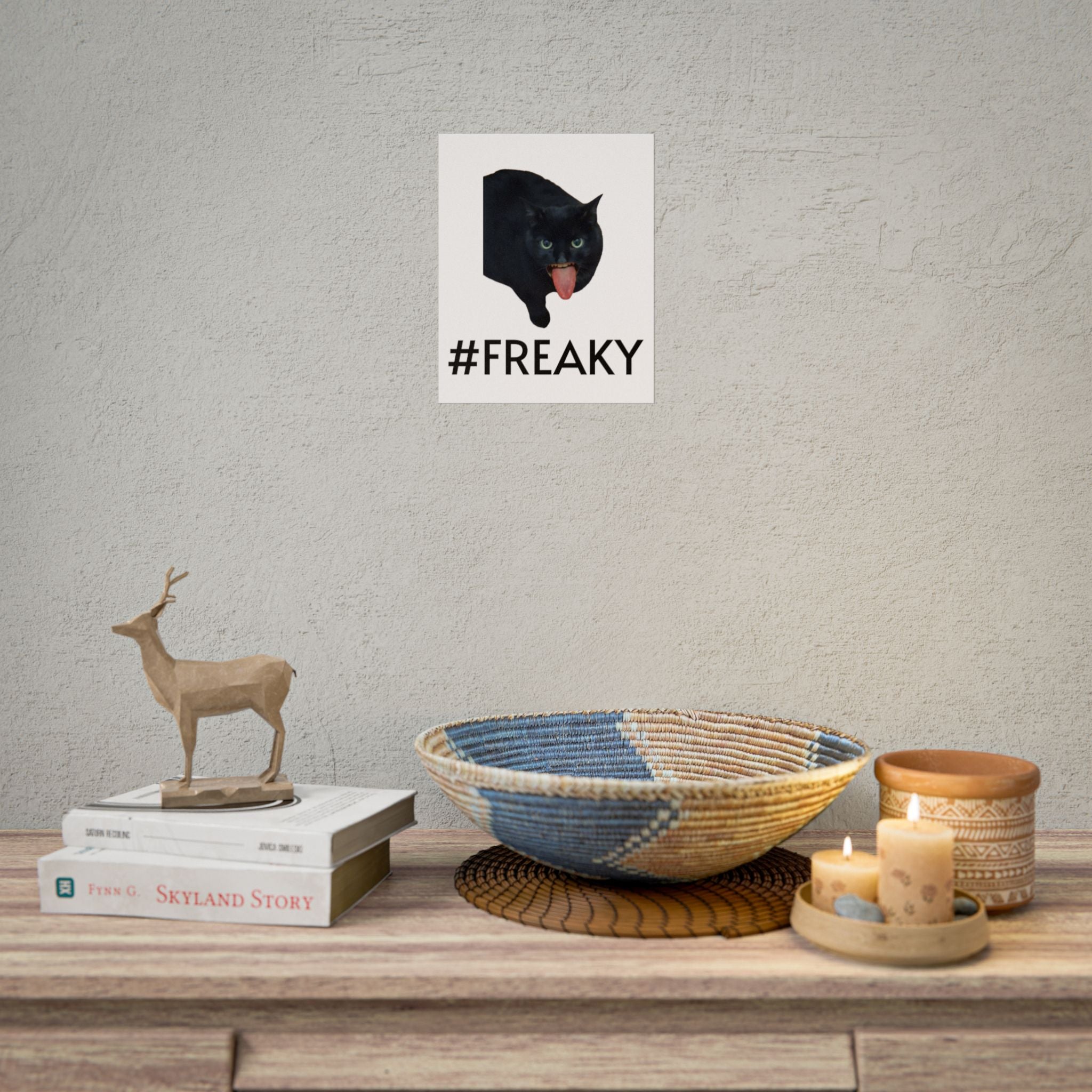#FREAKY  Cat Poster — Funny Creepy Cat Wall Art (Rolled Poster)