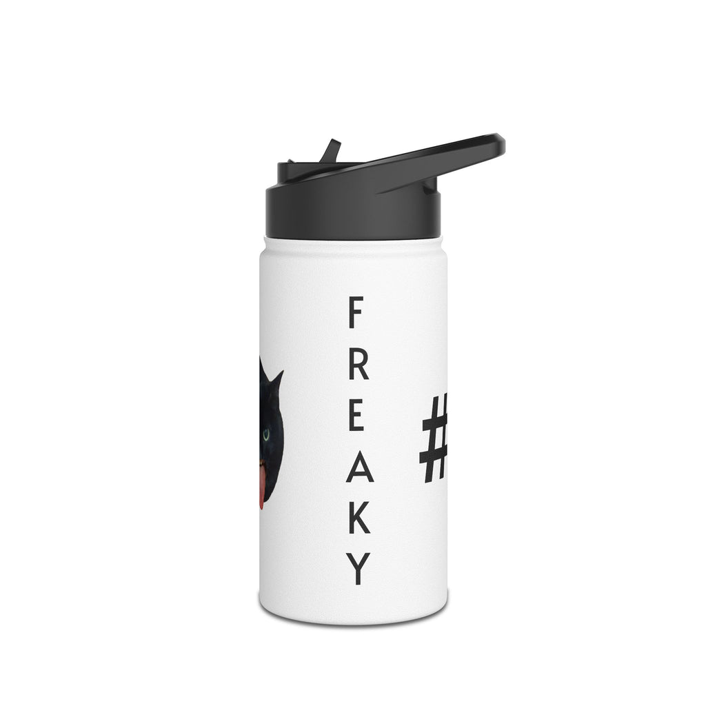 #FREAKY cat Stainless Steel Water Bottle — Cute Gothic Cat Travel Flask